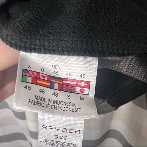 Spyder core sweater jacket dark gray/ black teal accent size S partial zip front - Picture 5 of 7